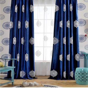 Blue velvet drapes. 4 panel set